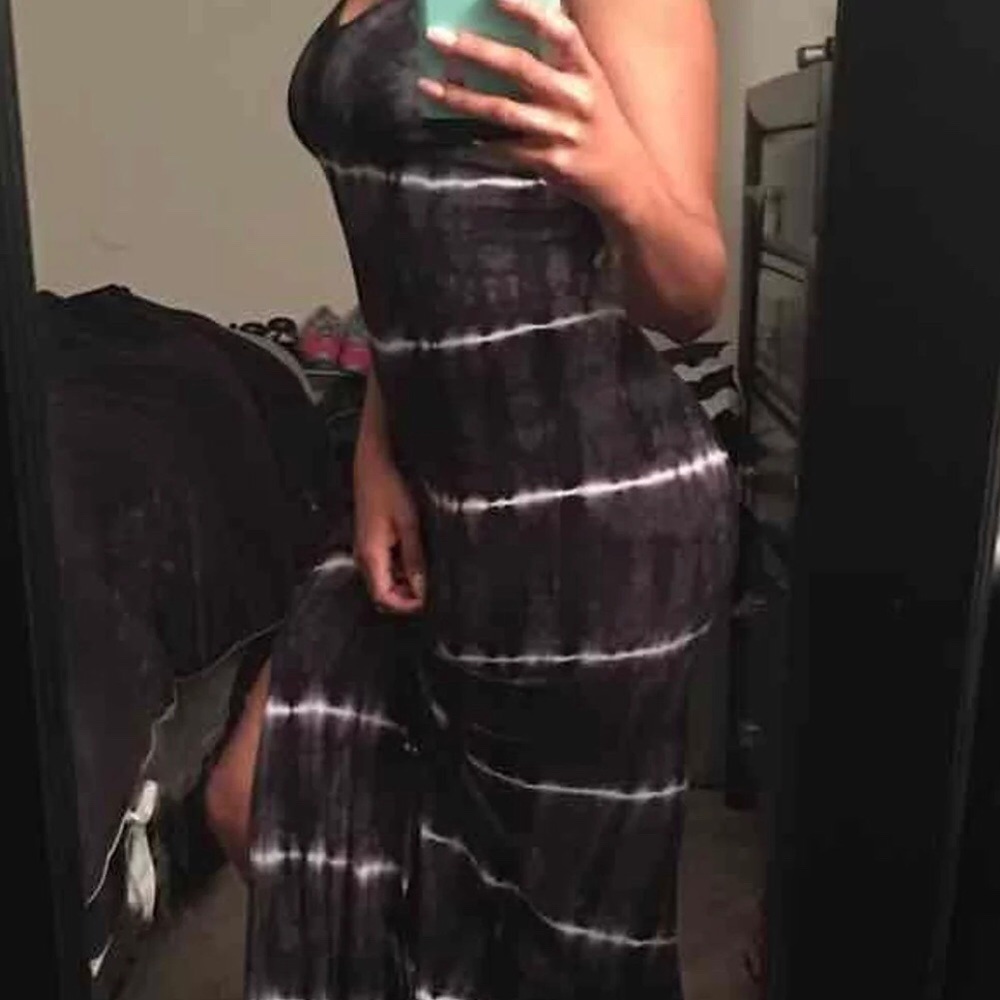 New Tie Dye Double Split Maxi Dress
